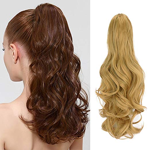 20〞Claw Ponytail Clip in Hair Extensions Hairpiece Synthetic Light Curly Soft Silky Nature Looking Heat-Resisting Different Colors for Women Fashion and Beauty-27#